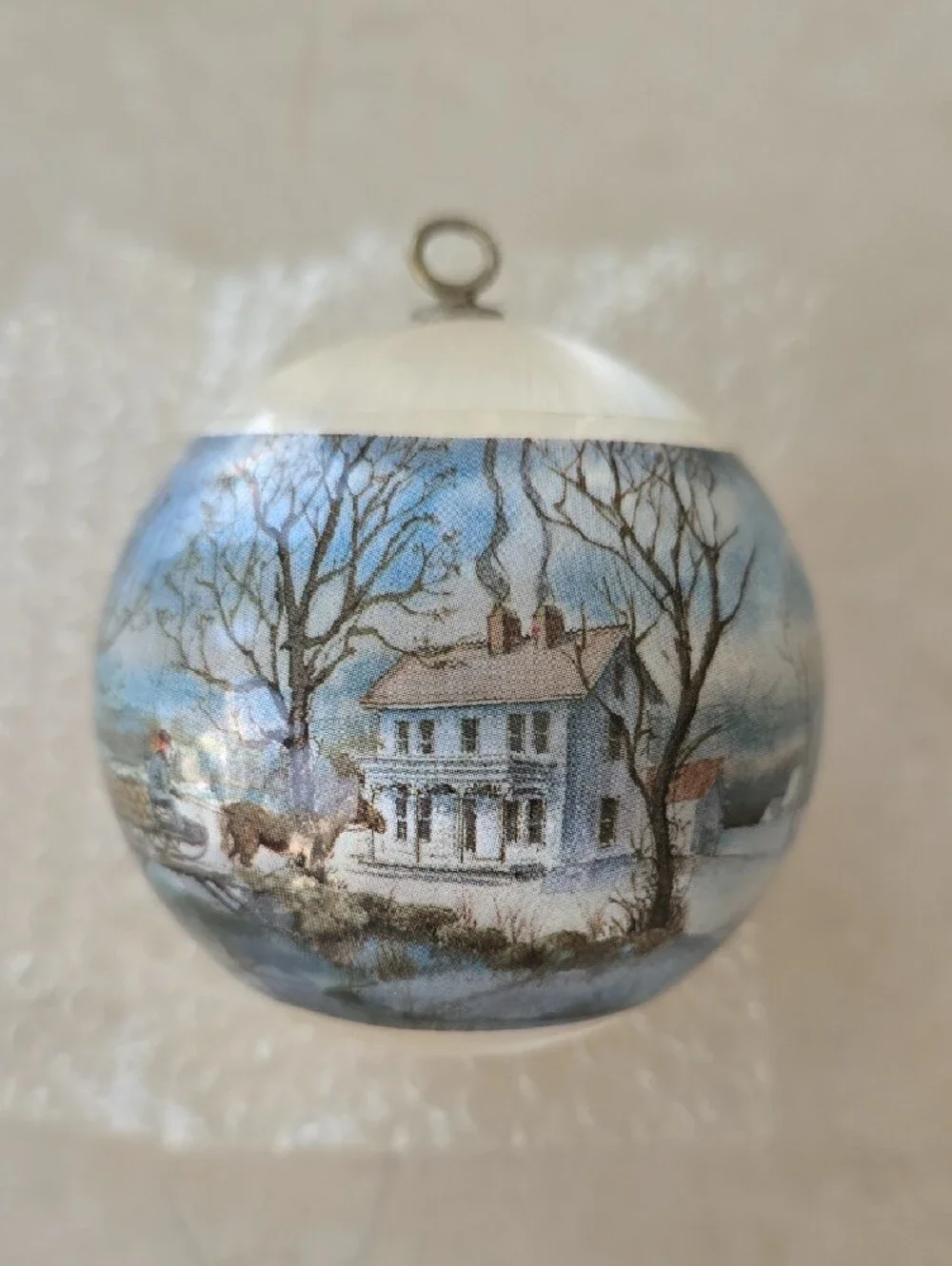 Set Of 2 Inside-Painted Glass Ornaments - Holiday and Winter Theme